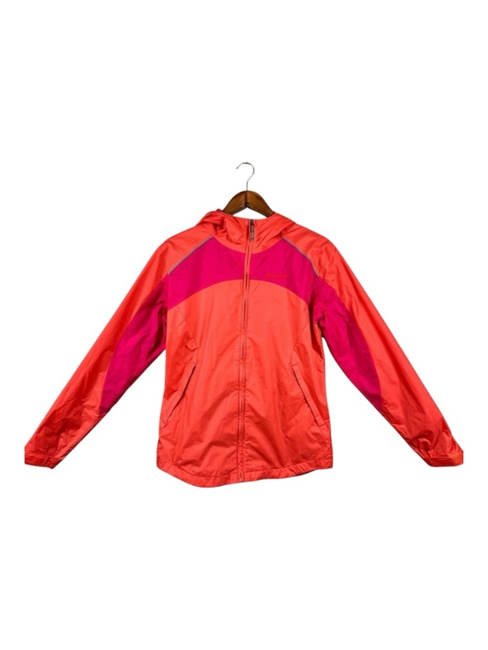 Columbia Big Girl Outdoor Windbreaker Hooded Rain Jacket Pink Size XL